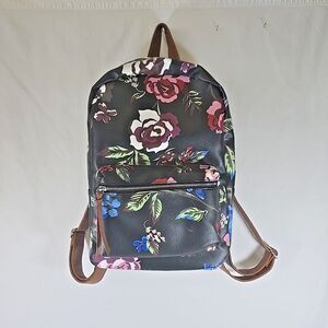 American Eagle Outfitters Backpack Country Floral Faux Leather Camel Trim Zip